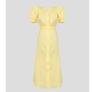 NWT Sleeper Midi Linen Brigitte Dress In Lemon